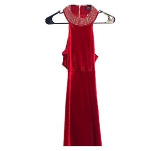 Red velvet mini dress